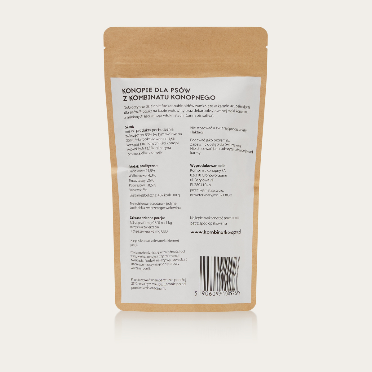 KONOPIE dla PSÓW - karma uzupełniająca z CBD 150 mg - 150 g - obrazek 2
